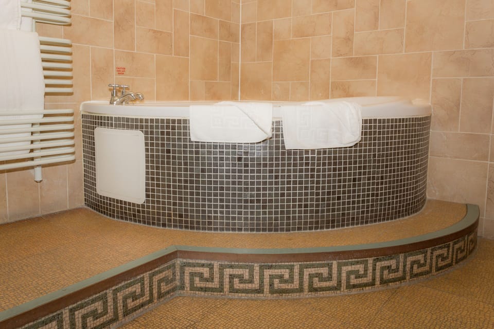 Combined shower/tub, free toiletries, hair dryer, towels