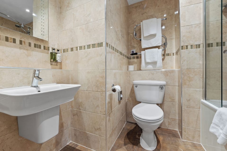 Free toiletries, hair dryer, towels