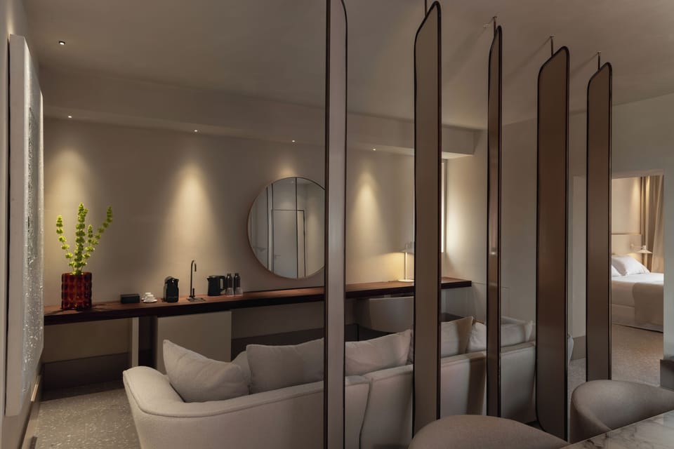 Suite, 2 Bedrooms, Balcony, Mountain View (Stella) | Living area | Flat-screen TV