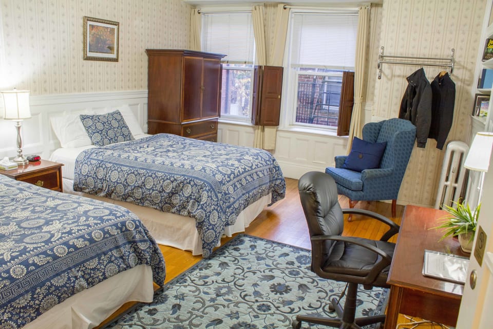 Deluxe Double Room with Two Double Beds @ 1750 Beacon St | Desk, iron/ironing board, WiFi (free), alarm clocks