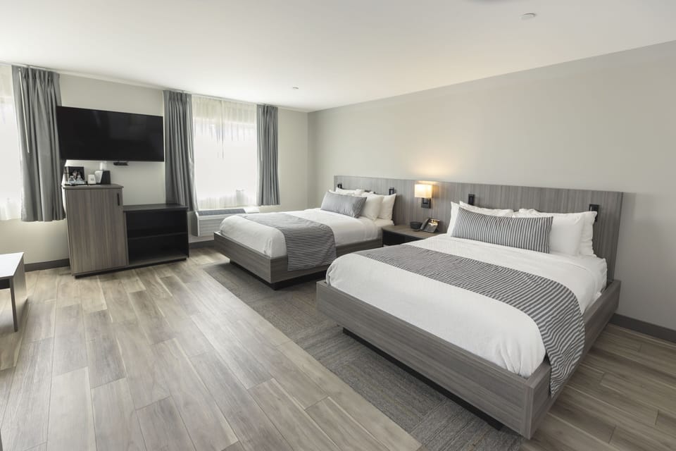 Premium bedding, down comforters, pillowtop beds, in-room safe