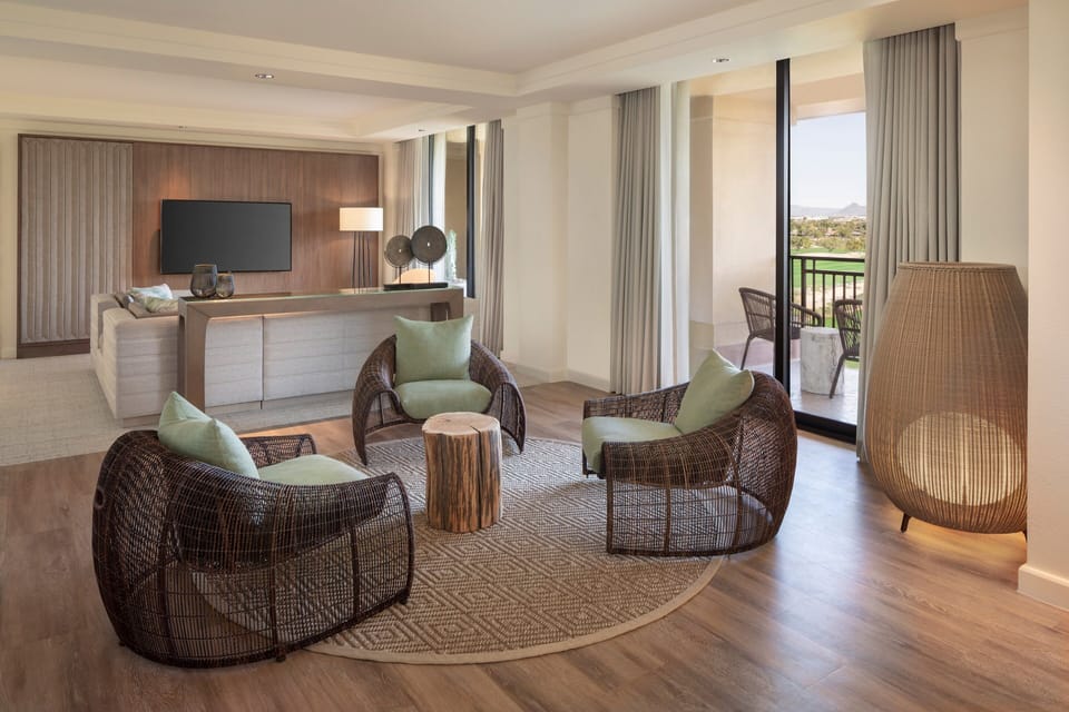 Presidential Suite, 1 Bedroom | Living area | 32-inch flat-screen TV with digital channels, TV, pay movies