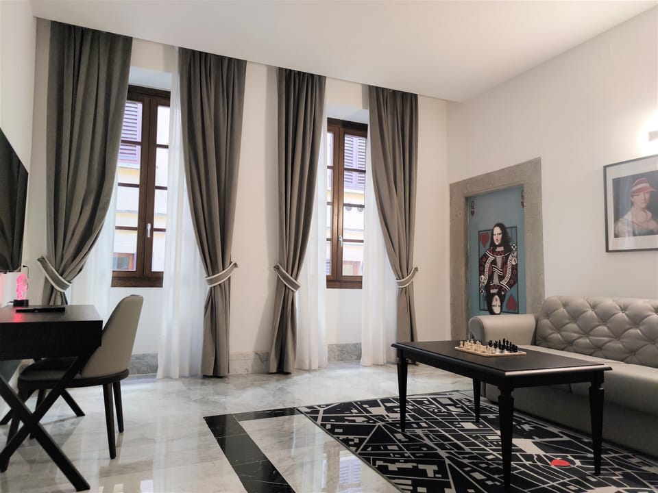 Junior Suite, Kitchen (Palazzo Baldaccio) | Living area | 43-inch flat-screen TV with satellite channels, TV