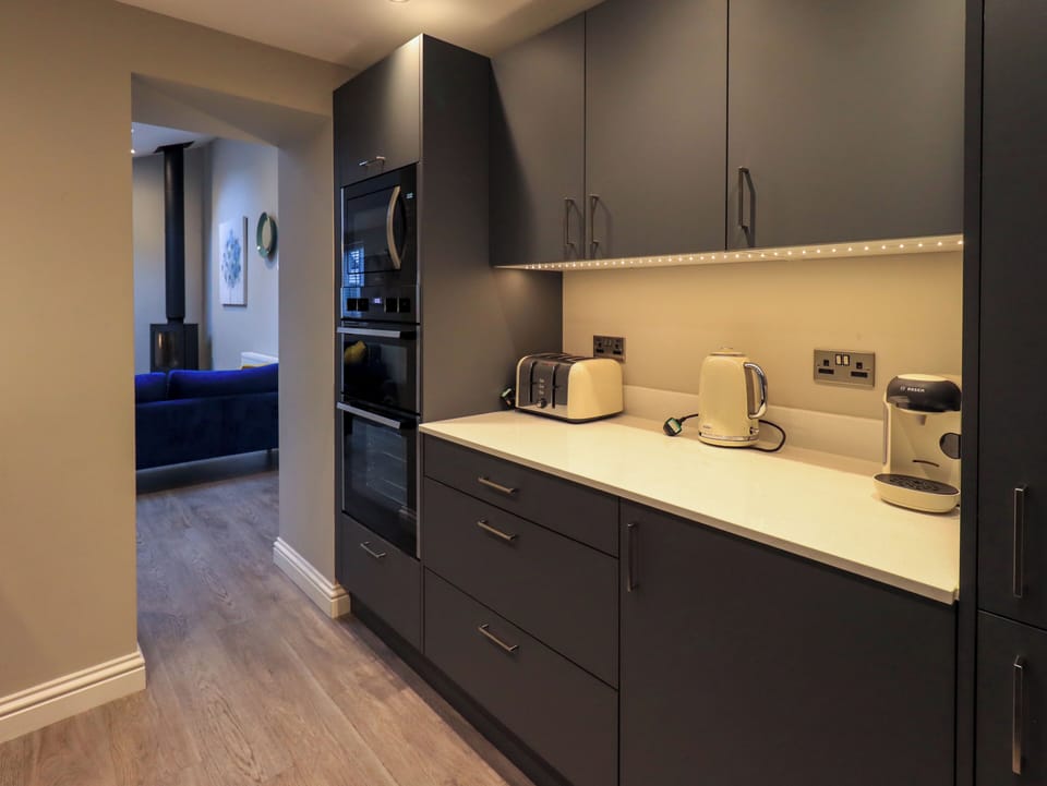 Fridge, dishwasher, electric kettle, toaster