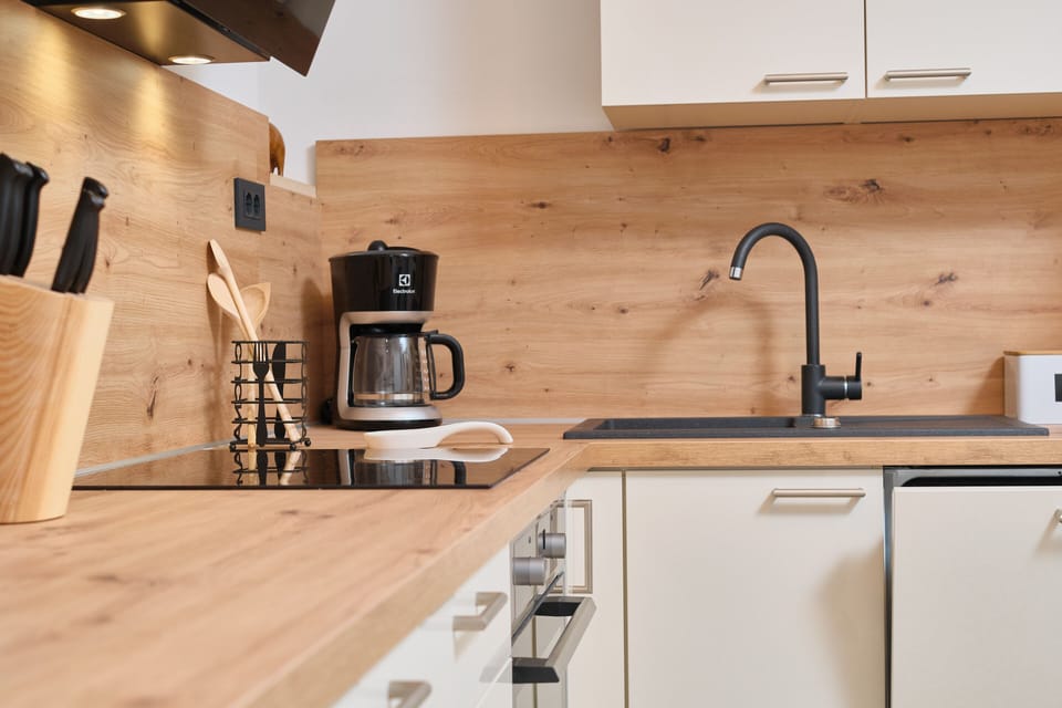 Apartment | Private kitchen | Full-size fridge, oven, stovetop, dishwasher