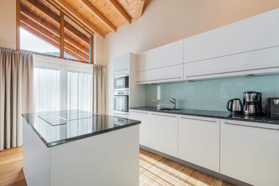 Penthouse-Apartment 5A | Private kitchen | Oven, stovetop, dishwasher, cookware/dishes/utensils