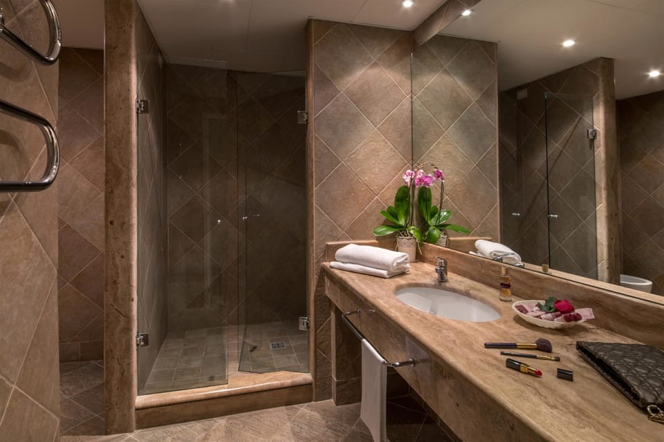 Suite, 1 King Bed, Smoking (Living Room;Larger Room;with Sofabed) | Bathroom | Hydromassage showerhead, free toiletries, hair dryer, bidet