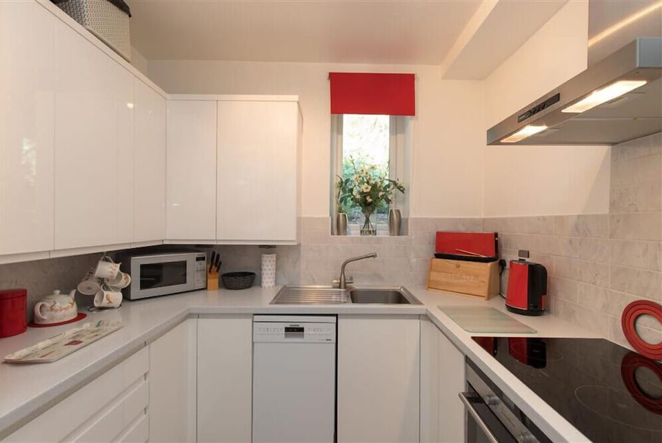 Fridge, dishwasher, cookware/dishes/utensils