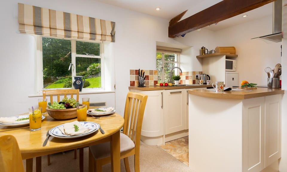 Fridge, dishwasher, cookware/dishes/utensils