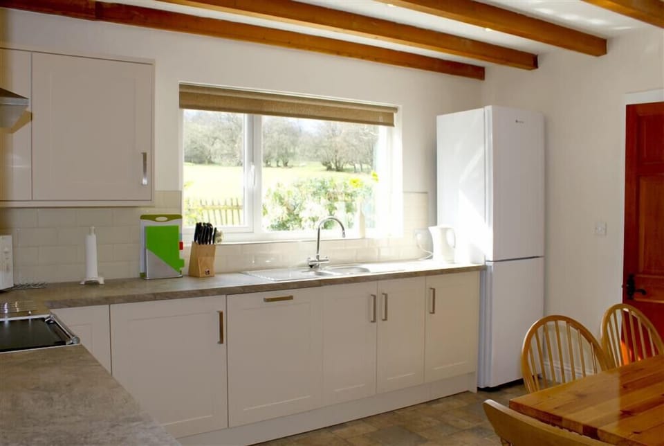 Fridge, dishwasher, cookware/dishes/utensils