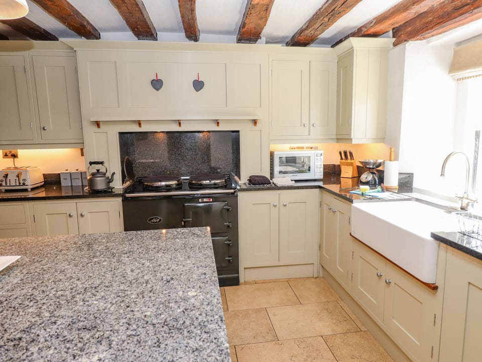 Fridge, dishwasher, cookware/dishes/utensils