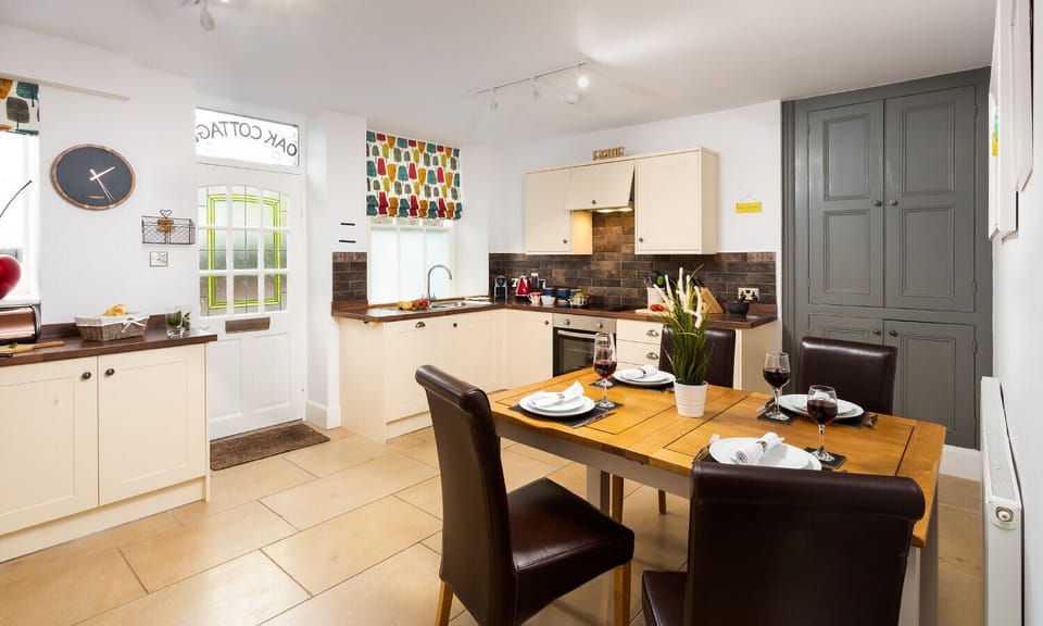 Fridge, dishwasher, cookware/dishes/utensils