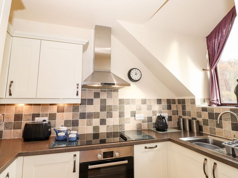 Fridge, dishwasher, cookware/dishes/utensils