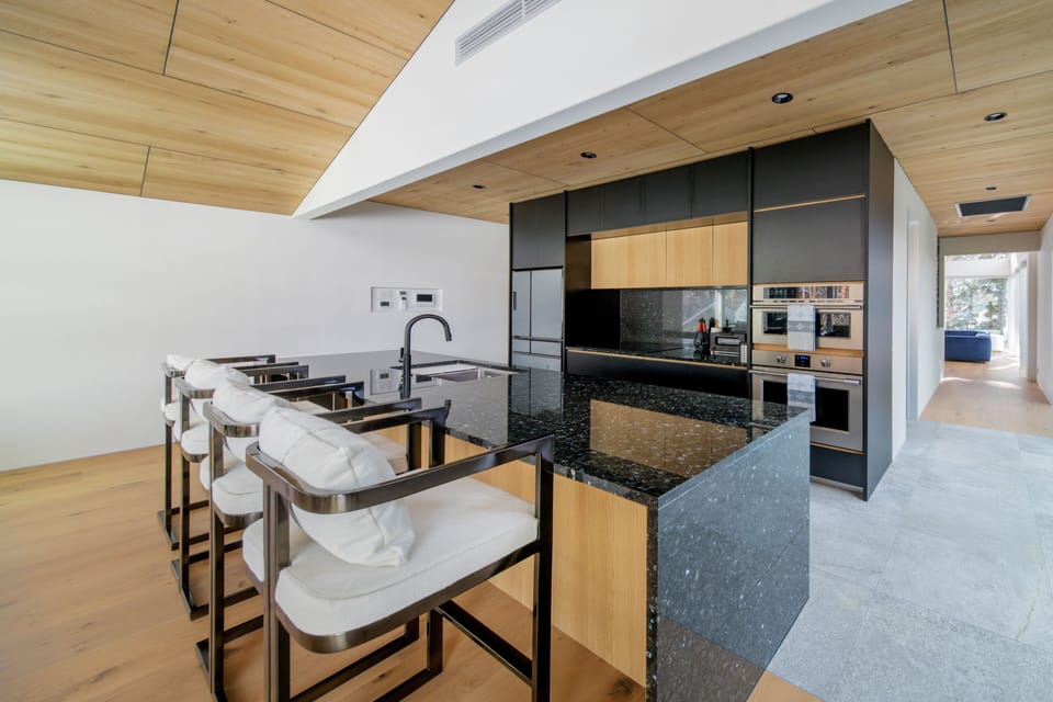 Luxury Chalet | Private kitchen | Full-size fridge, microwave, oven, stovetop