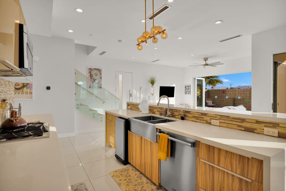 Villa | Private kitchen | Fridge, microwave, oven, stovetop