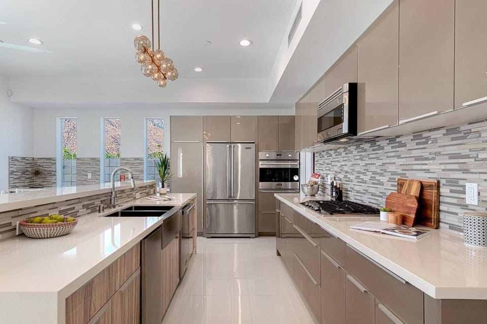 Villa | Private kitchen | Fridge, microwave, oven, stovetop