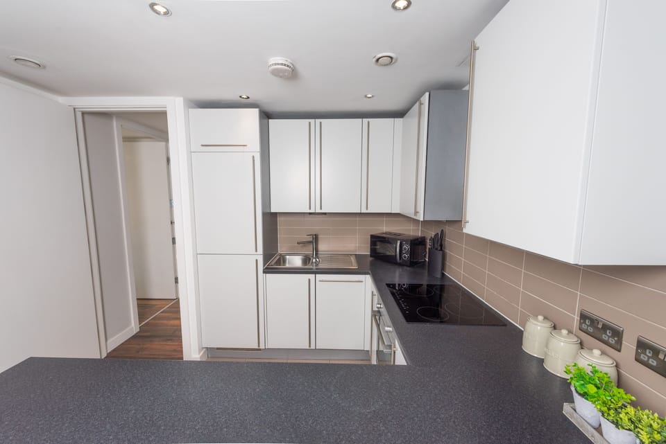 Apartment | Private kitchen | Fridge, microwave, oven, stovetop