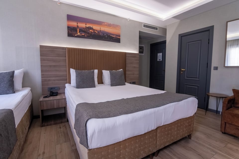 Standard Triple Room | Minibar, in-room safe, desk, laptop workspace