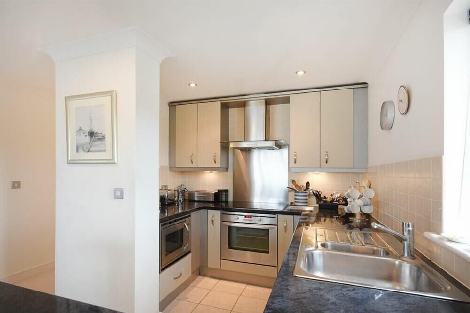Fridge, dishwasher, cookware/dishes/utensils