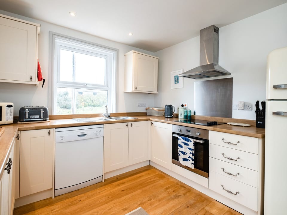Fridge, dishwasher, electric kettle, toaster