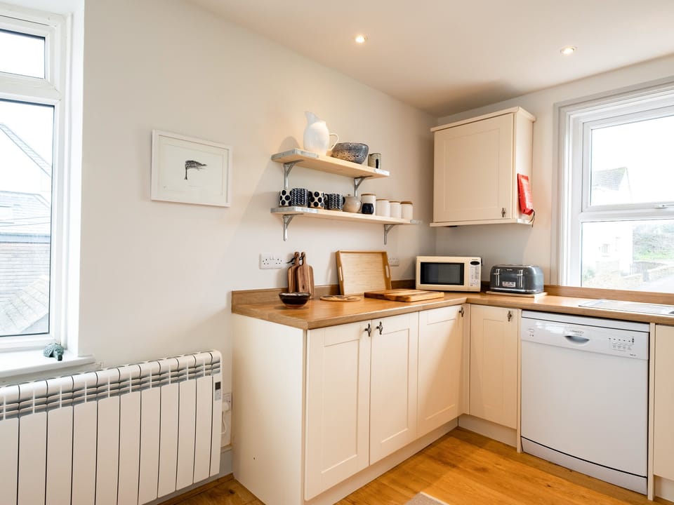 Fridge, dishwasher, electric kettle, toaster