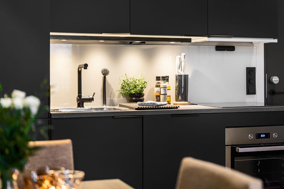 Standard Apartment, 1 Bedroom | Private kitchen | Full-size fridge, microwave, oven, stovetop