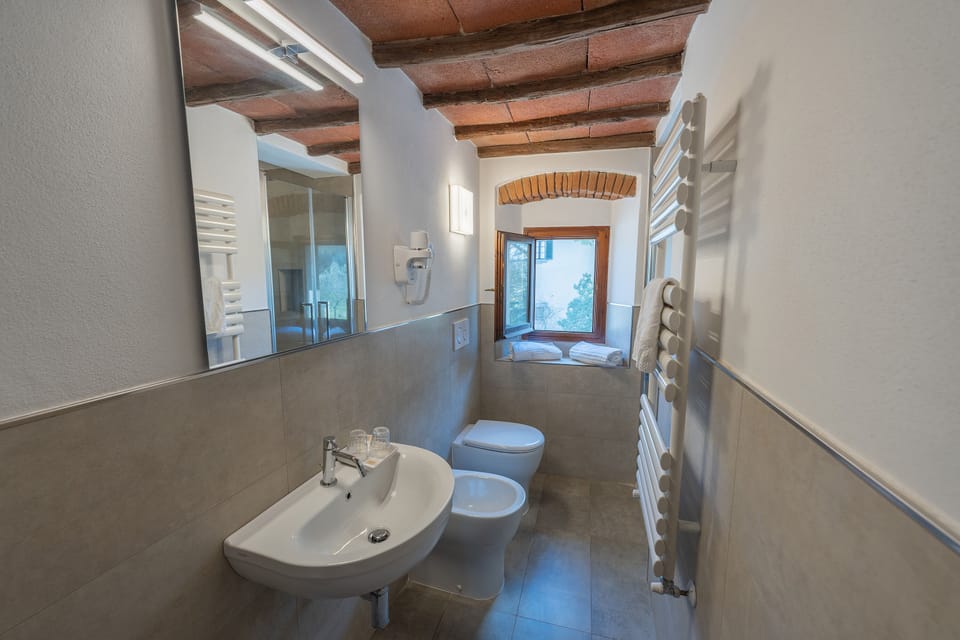Classic Double Room | Bathroom | Shower, rainfall showerhead, hair dryer, bidet