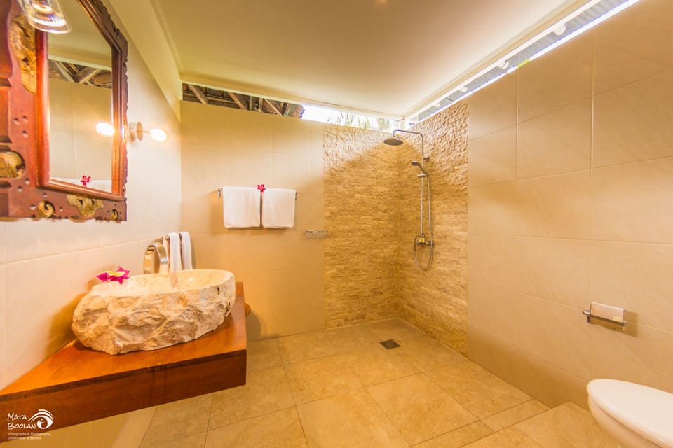 Deluxe Room | Bathroom | Shower, hair dryer, towels, soap