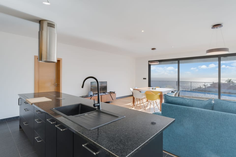 Luxury Villa | Private kitchen | Full-size fridge, microwave, oven, stovetop