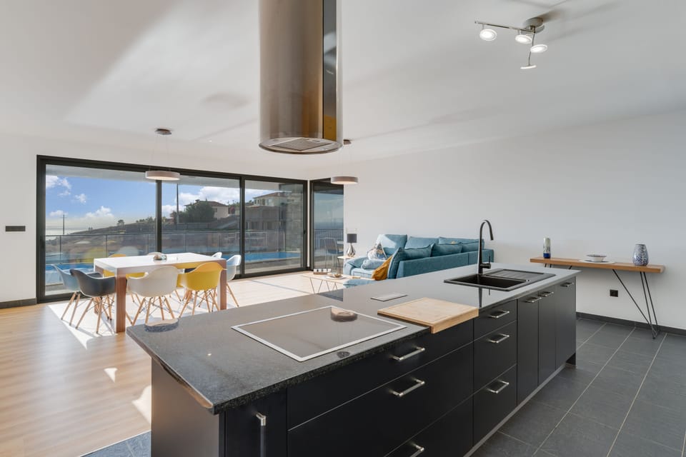 Luxury Villa | Private kitchen | Full-size fridge, microwave, oven, stovetop