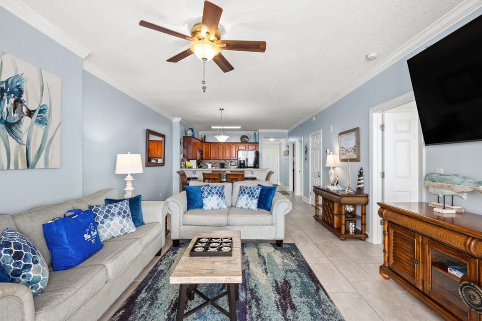 Condo, Multiple Beds, Patio, Ocean View | Living area | 50-inch flat-screen TV with cable channels