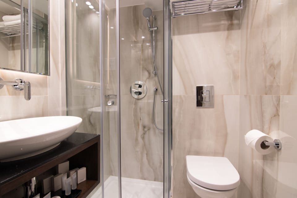 Free toiletries, hair dryer, towels