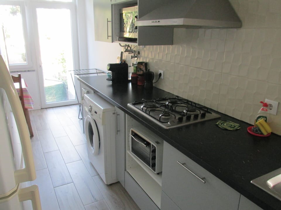 Shared fridge, microwave, dining tables