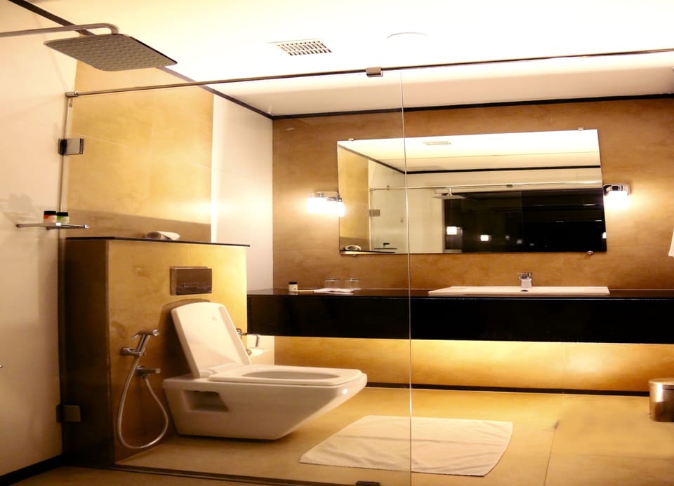 Club Select Room | Bathroom | Designer toiletries, hair dryer, bathrobes, slippers