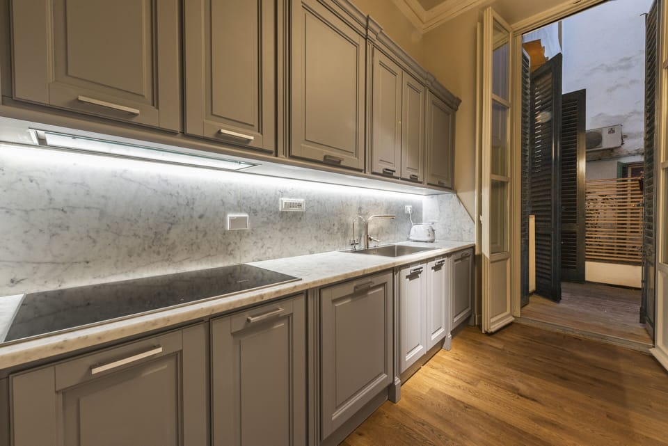 Premium Apartment | Private kitchen | Fridge, microwave, oven, stovetop