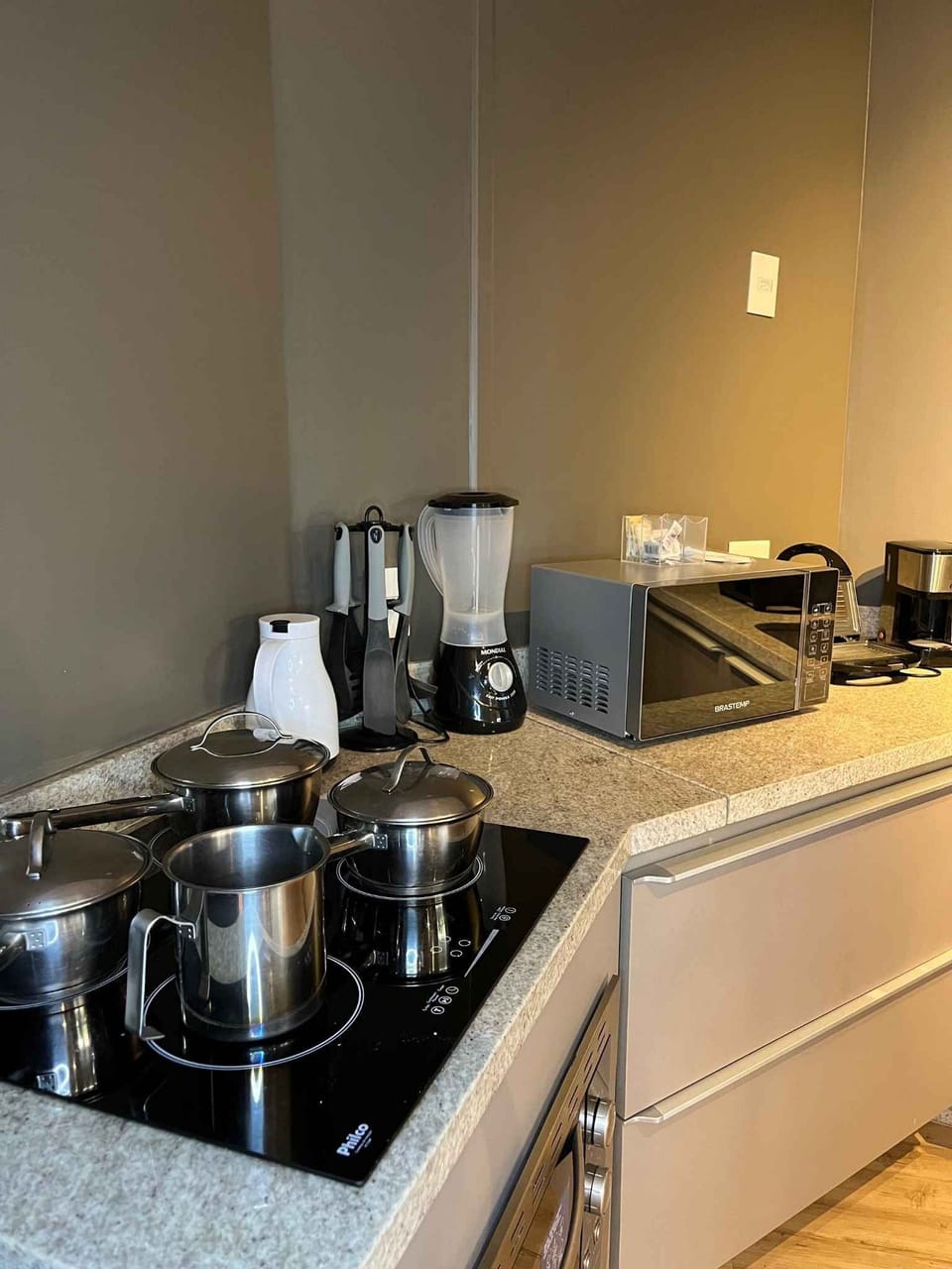 Apartment | Private kitchen | Full-size fridge, microwave, stovetop, toaster