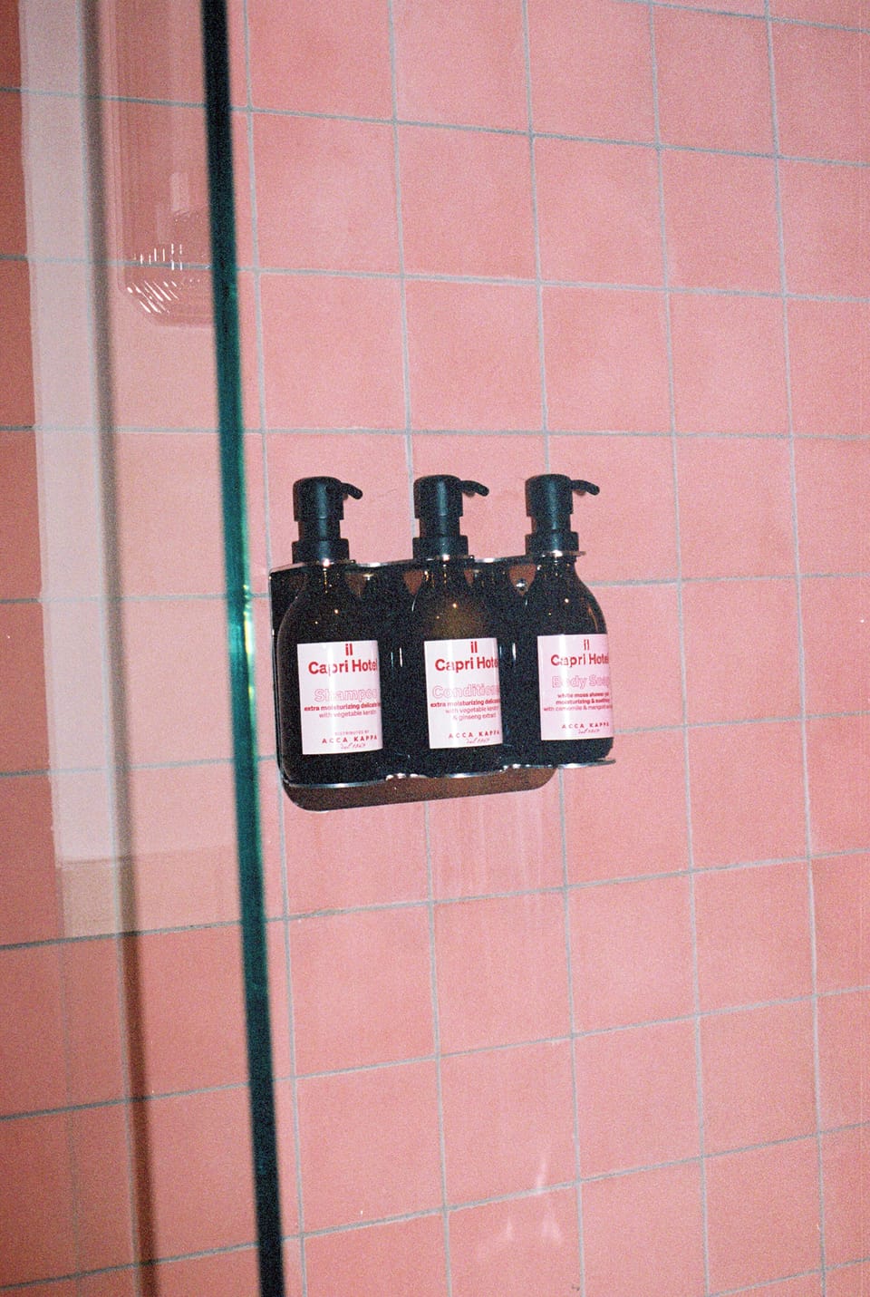 Shower, rainfall showerhead, eco-friendly toiletries, hair dryer