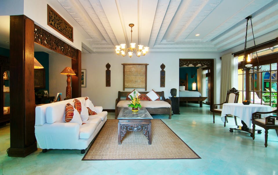 Walter Spies Pavilion with Private Pool | Living area | 28-inch LCD TV with satellite channels, TV