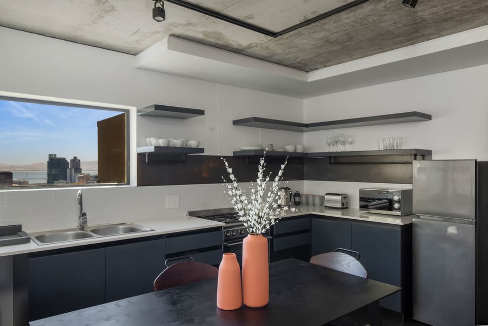 Grand Apartment | Private kitchen | Fridge, microwave, oven, stovetop