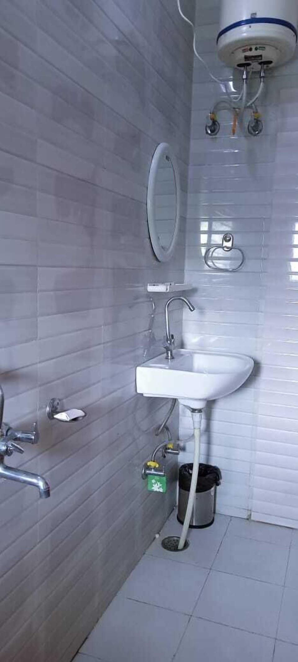 Shower, rainfall showerhead, designer toiletries, towels