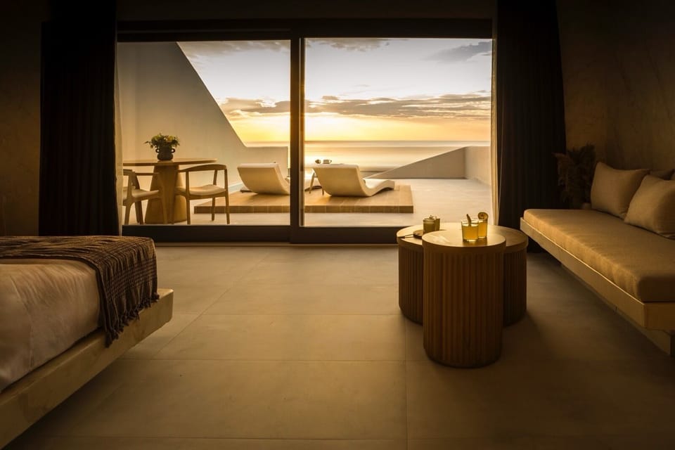 Junior Suite with Private Heated Pool & Sea View | Pillowtop beds, laptop workspace, blackout drapes, soundproofing