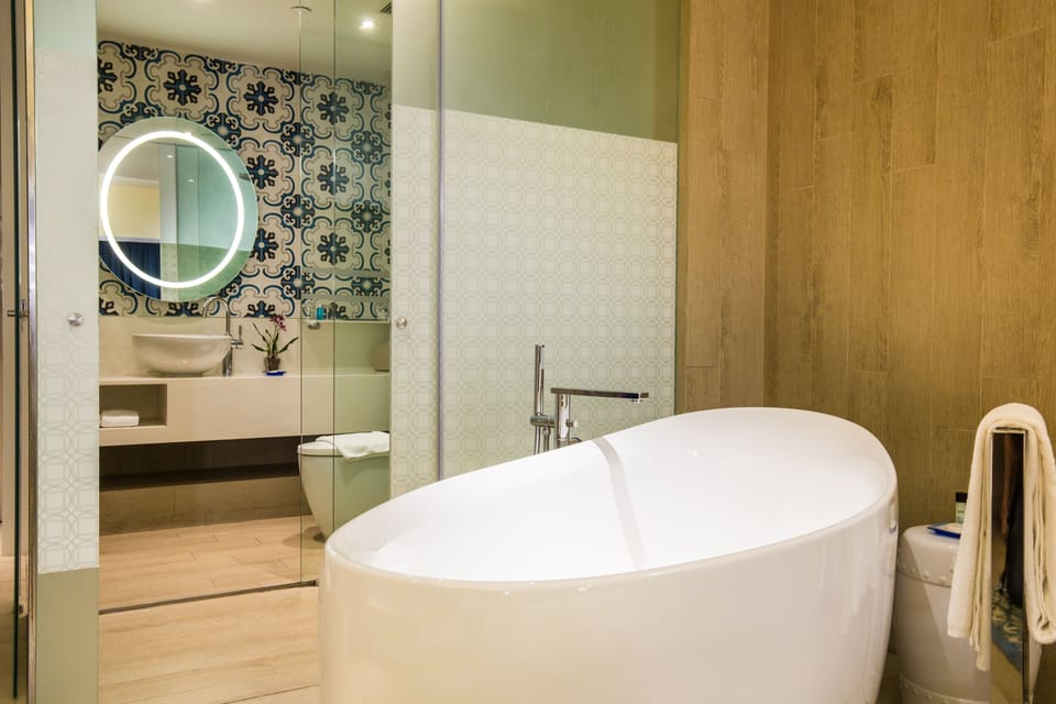 Shower, free toiletries, hair dryer, slippers