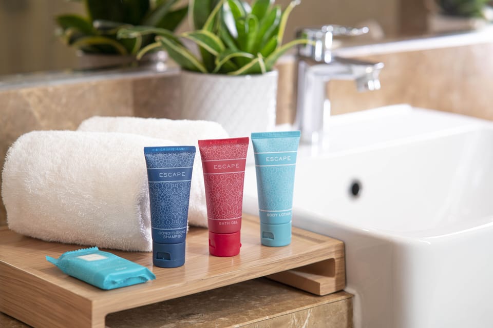 Shower, free toiletries, hair dryer, bathrobes