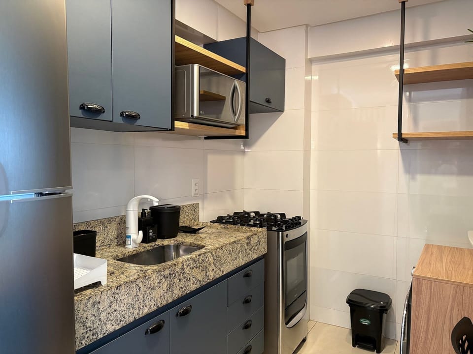 Apartment | Private kitchen | Full-size fridge, microwave, oven, stovetop
