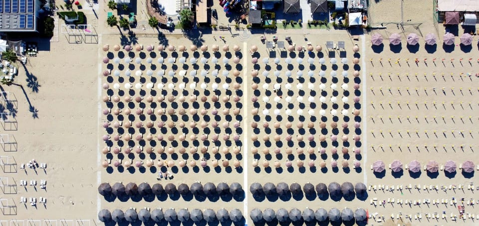 Sun loungers, beach umbrellas