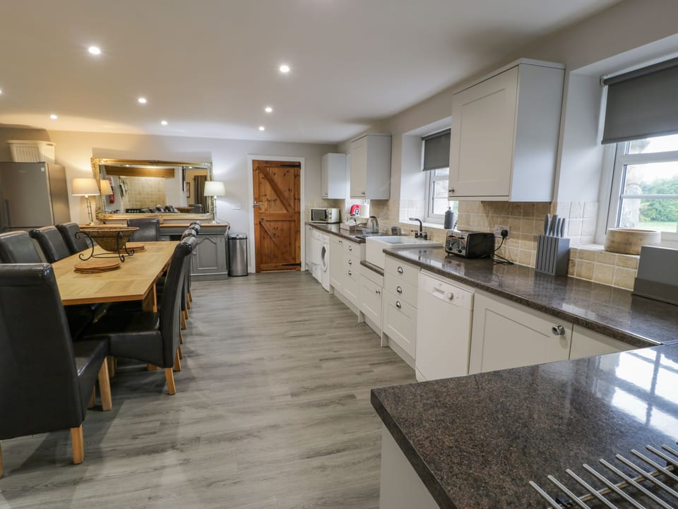 Fridge, dishwasher, electric kettle, toaster