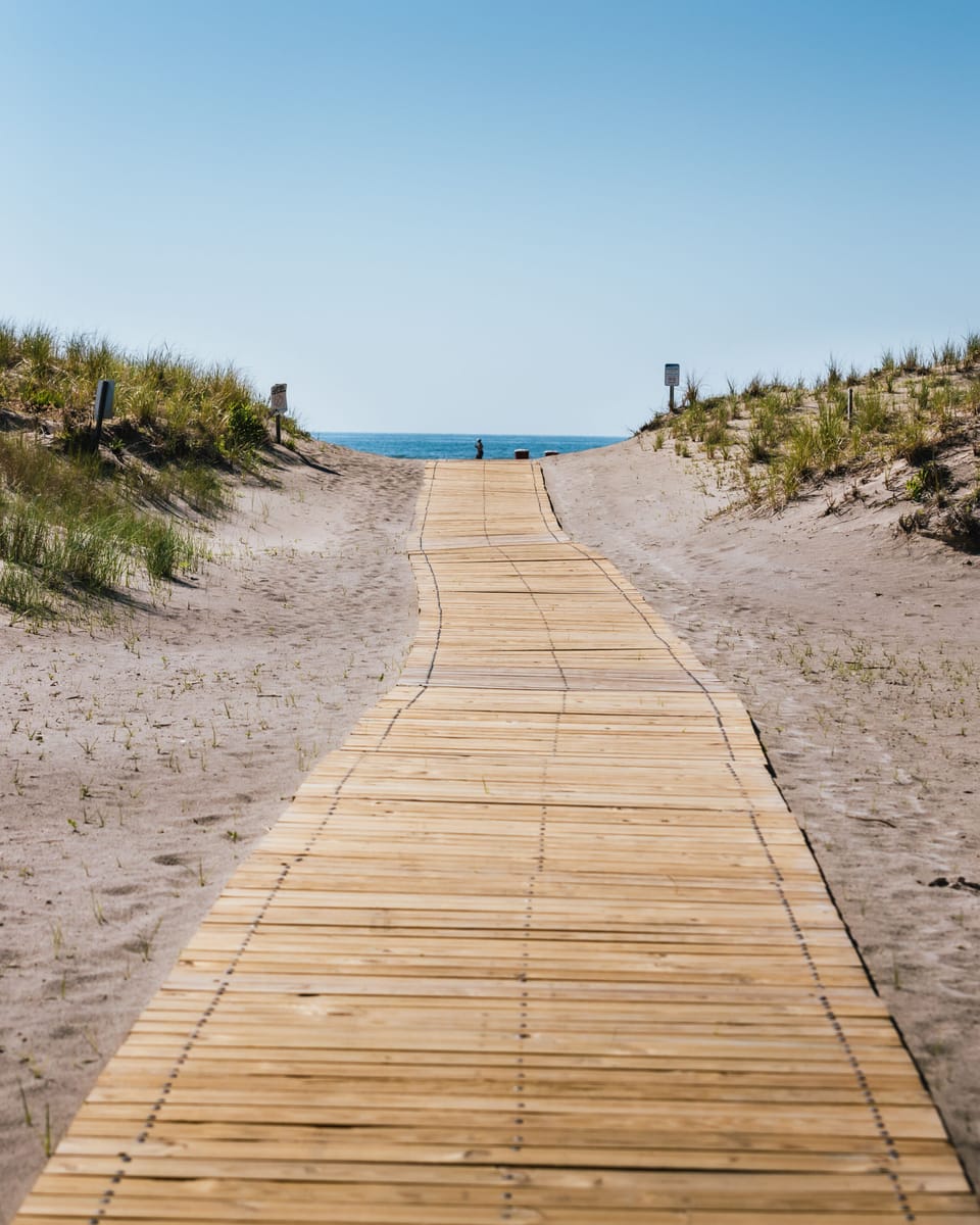 On the beach, beach umbrellas