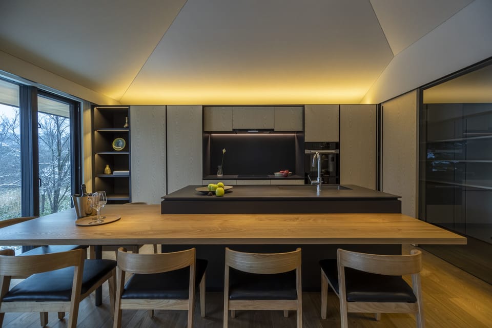 Luxury Chalet | Private kitchen | Full-size fridge, microwave, oven, stovetop