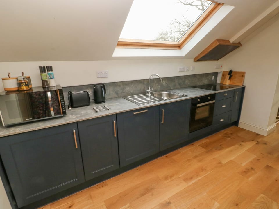 Fridge, dishwasher, cookware/dishes/utensils