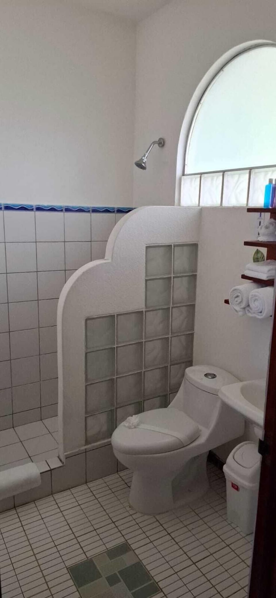 Shower, eco-friendly toiletries, towels